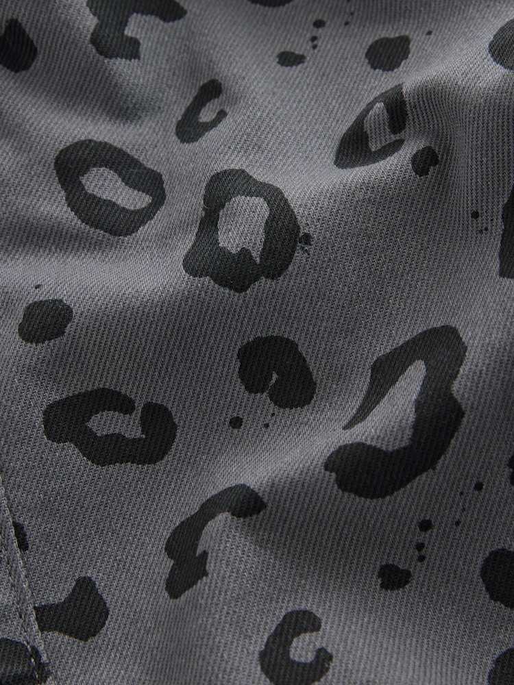 Charcoal Grey Leopard Print Pull On Wide Trousers (3mths-7yrs) - Image 4 of 4