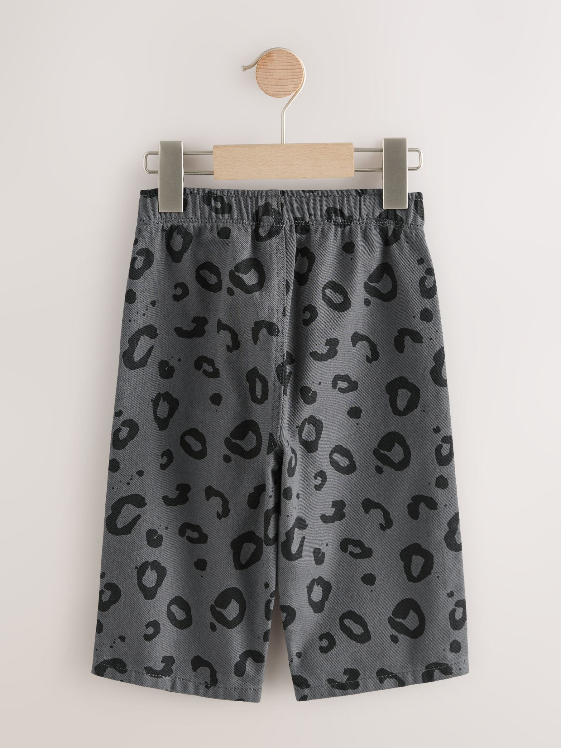 Buy Charcoal Grey Leopard Print Pull On Wide Trousers (3mths-7yrs