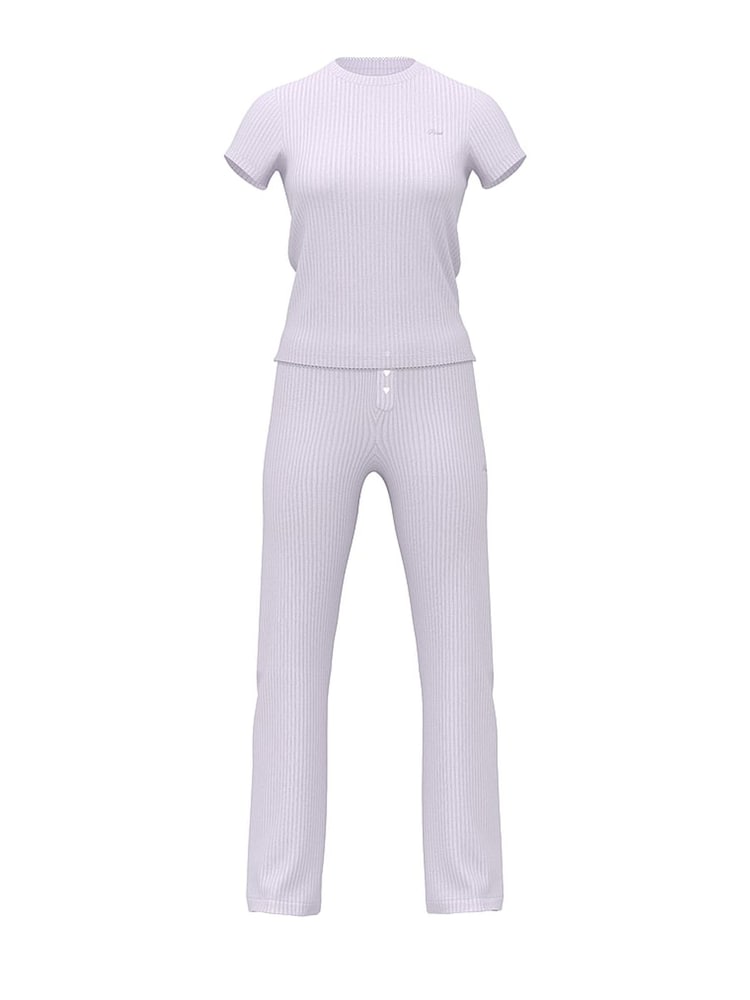 Victoria's Secret PINK Purple Whisper Ribbed Pyjama Set - Image 3 of 3
