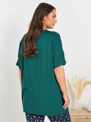 Yours Curve Green Long Live Weekend Sleep Top - Image 2 of 6