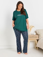 Yours Curve Green Long Live Weekend Sleep Top - Image 4 of 6