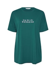 Yours Curve Green Long Live Weekend Sleep Top - Image 6 of 6