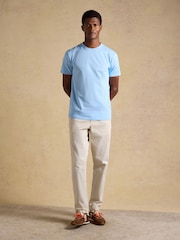 Joules Everyday Light Blue Classic Fit Cotton T-Shirt - Image 6 of 7