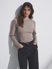 The Set Black/Chocolate Brown/Neutral 3 Pack Ribbed Flare Sleeve T-Shirt - Image 1 of 10