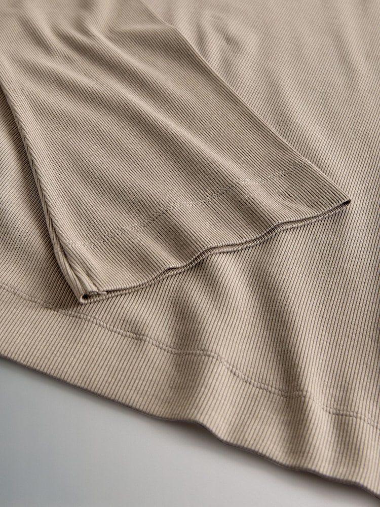The Set Black/Chocolate Brown/Neutral 3 Pack Ribbed Flare Sleeve T-Shirt - Image 10 of 10