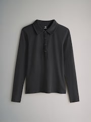 The Set Black/Stripe/Chocolate Brown 3 Pack Collared Rib Polo T-Shirts - Image 3 of 6