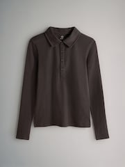 The Set Black/Stripe/Chocolate Brown 3 Pack Collared Rib Polo T-Shirts - Image 4 of 6