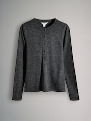 The Set Black/Grey/Neutral 3 Pack Sheer Henley Long Sleeve Top - Image 10 of 12