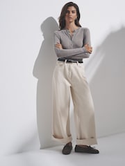 The Set Black/Grey/Neutral 3 Pack Sheer Henley Long Sleeve Top - Image 5 of 12