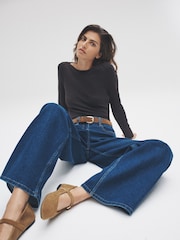 The Set Black/Brown/Taupe 3 Pack Envelope Neck Longsleeve Top - Image 4 of 12