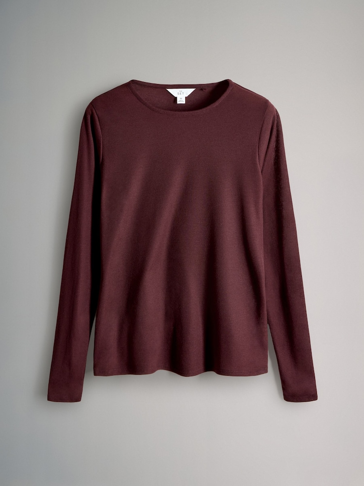 The Set Black/Burgundy/Khaki Green 3 Pack Sheer Long Sleeve T-Shirts - Image 2 of 6