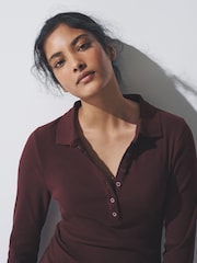 The Set Chocolate/Burgundy 2 Pack Collared Rib Maxi Dress - Image 5 of 8