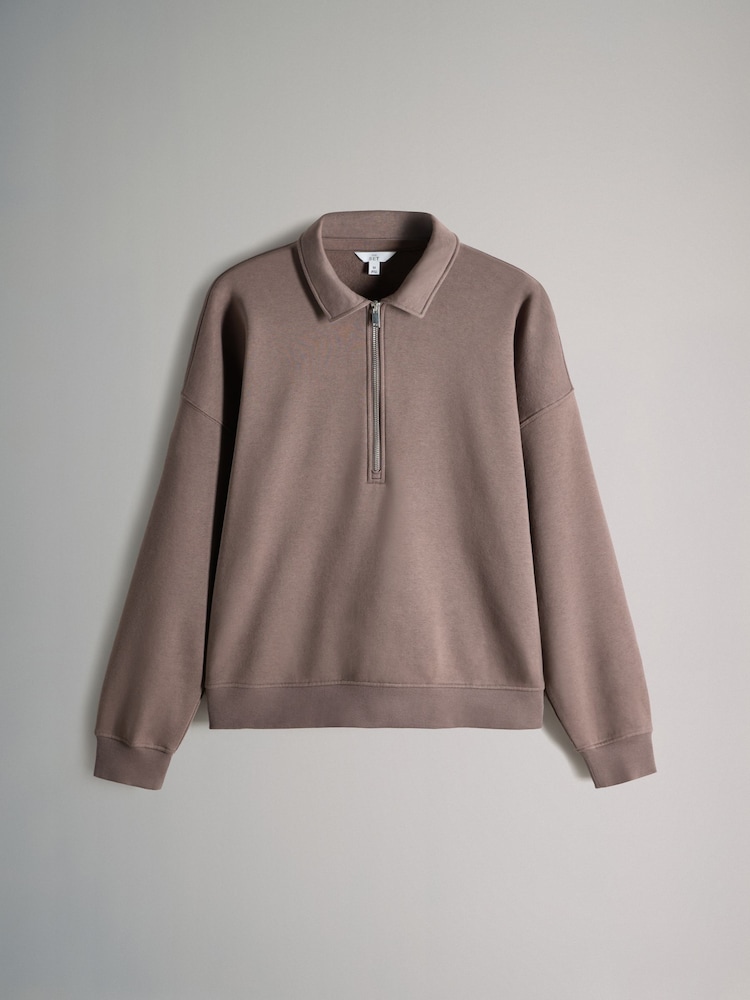 The Set Navy/Light Brown 2 Pack Collared Zip Sweatshirt - Image 2 of 5