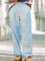 Joules Blue/Green Cotton Relaxed Fit Trousers - Image 1 of 9