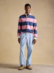 Joules Blue/Green Cotton Relaxed Fit Trousers - Image 4 of 9