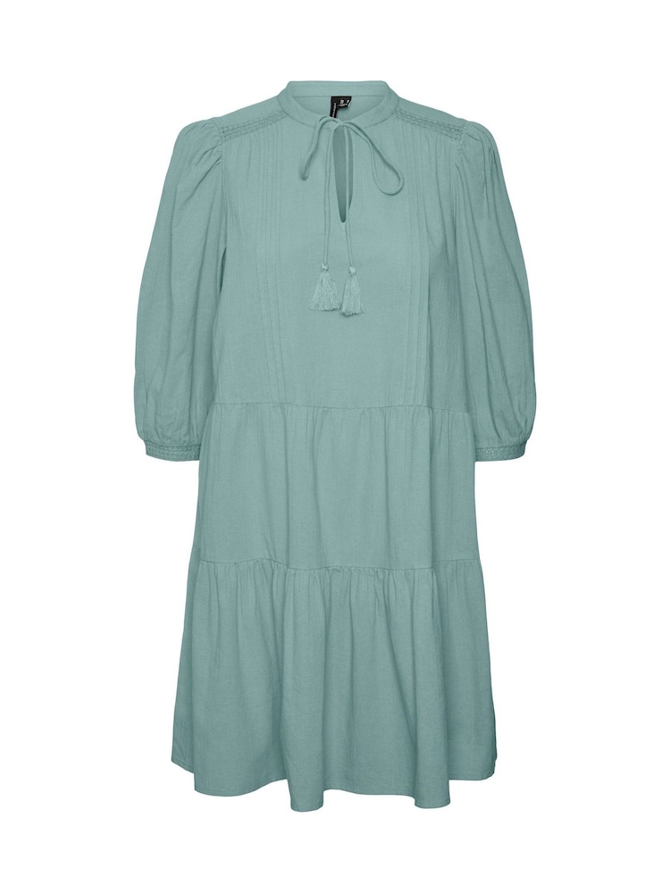 Verde - VERO MODA 3/4 Puff Sleeve Smock Short Dress - Imagen 5 de 5