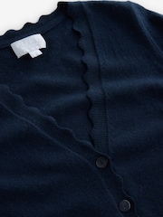 Pure Collection Blue Cashmere Crop Scalloped Cardigan - Image 3 of 6