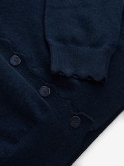 Pure Collection Blue Cashmere Crop Scalloped Cardigan - Image 4 of 6