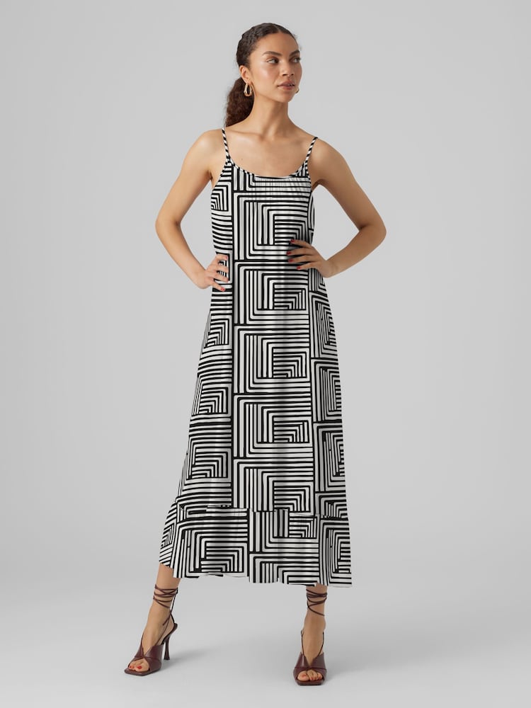 VERO MODA Black Tie Belt Thin Strap Dress - Image 2 of 4