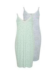 Yours Curve Green Lace Split Chemise 2 Pack - Image 6 of 8