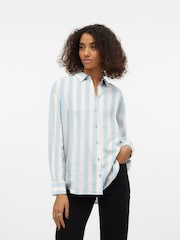 VERO MODA Blue Button Up Loose Summer Shirt - Image 1 of 6