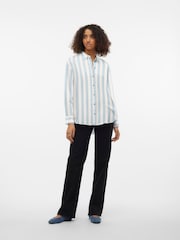 VERO MODA Blue Button Up Loose Summer Shirt - Image 2 of 6