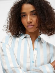VERO MODA Blue Button Up Loose Summer Shirt - Image 4 of 6