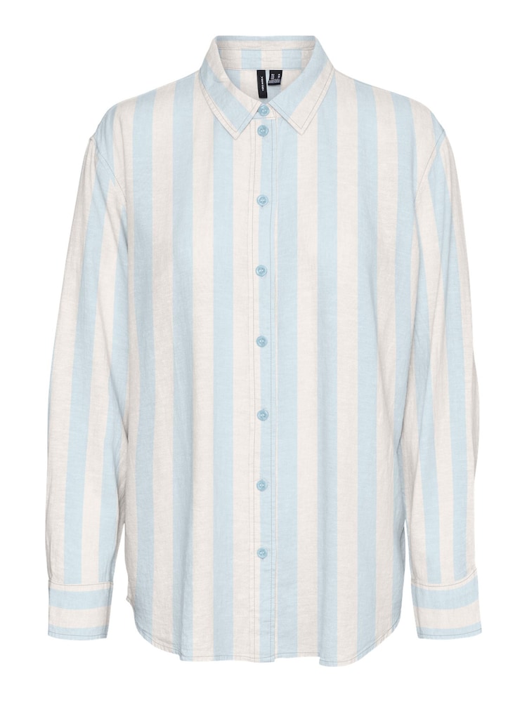 VERO MODA Blue Button Up Loose Summer Shirt - Image 6 of 6