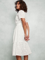 M&Co White Broderie Notch Neck 100% Cotton Shirt Dress - Image 4 of 6
