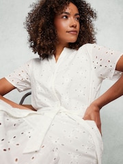 M&Co White Broderie Notch Neck 100% Cotton Shirt Dress - Image 5 of 6