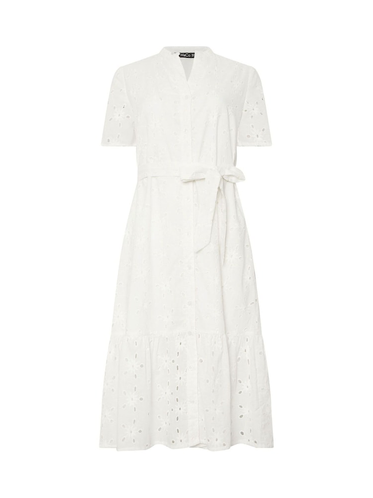 M&Co White Broderie Notch Neck 100% Cotton Shirt Dress - Image 6 of 6