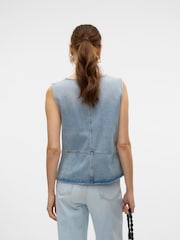 VERO MODA Blue Button Detail Denim Waistcoat - Image 2 of 4