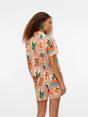 VERO MODA Pink Tropical Postcard Print Tie Front Shirt - Image 3 of 7