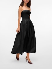 VERO MODA Black Lightweight Summer Bandeau Ankle Dress - Image 4 of 6
