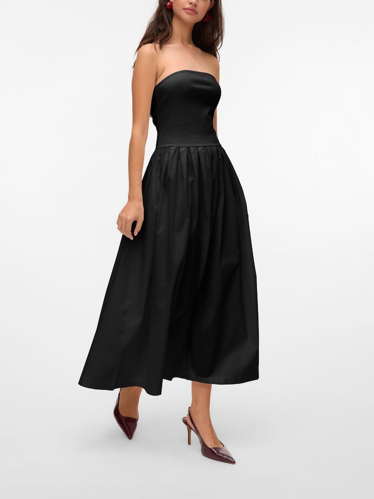 VERO MODA Black Bandeau Drop Waist Maxi Dress - Image 4 of 6