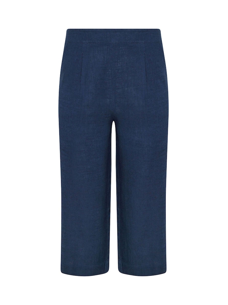 M&Co Blue Petite Linen Wide Leg Crop Trousers - Image 5 of 5