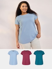 Yours Curve Red Core T-Shirts 3 Pack - Image 1 of 7
