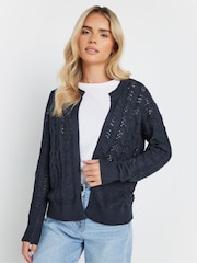 M&Co Blue Petite Pointelle Wavy Cardigan - Image 1 of 4