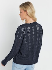 M&Co Blue Petite Pointelle Wavy Cardigan - Image 3 of 4
