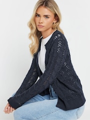 M&Co Blue Petite Pointelle Wavy Cardigan - Image 4 of 4