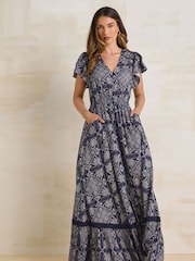 Long Tall Sally Blue Button Maxi Dress - Image 1 of 4