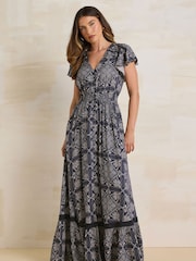 Long Tall Sally Blue Button Maxi Dress - Image 2 of 4