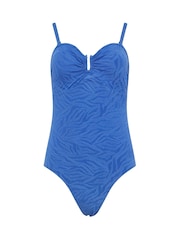 M&Co Blue Texture Buckle Swimsuit - Image 6 of 7