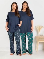 Yours Curve Blue Ribbed Sleep Top - Image 3 of 6