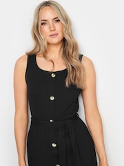 Long Tall Sally Black Ribbed Button Through Maxi Dress - Image 4 of 5