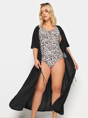 Yours Curve Black Crinkle Maxi Kimono - Image 5 of 6