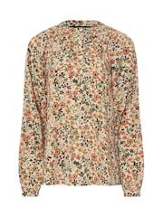 Long Tall Sally Natural Ditsy Half Button Shirt - Image 5 of 5