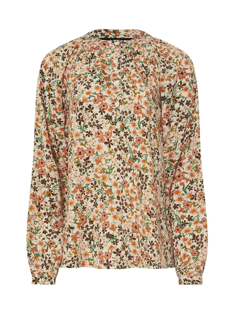 Long Tall Sally Natural Ditsy Half Button Shirt - Image 5 of 5