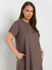 Yours Curve Brown A Line Flare 100% Cotton Dress - Image 4 of 5