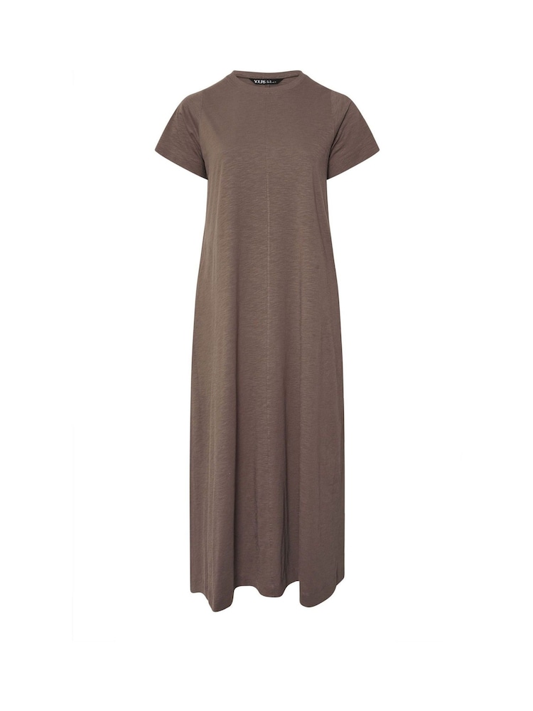 Yours Curve Brown A Line Flare 100% Cotton Dress - Image 5 of 5